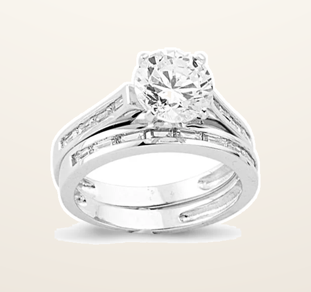 IT_ROLE:presentation_crop | 925 Silver Cubic Zirconia RBC and Half ET Set Rings