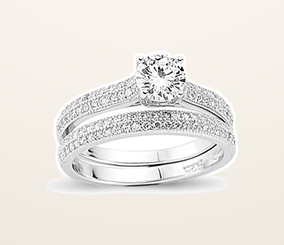 IT_ROLE:presentation_crop | 925 Silver Cubic Zirconia RBC and Half ET Set Rings