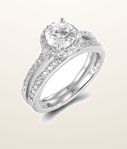 IT_ROLE:presentation_crop | 925 Silver Cubic Zirconia RBC and Half ET Set Rings
