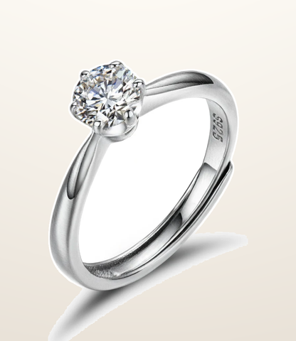 IT_ROLE:presentation_crop | 925 Silver 5mm Cubic Zirconia Set Adjustable Solitaire Ring