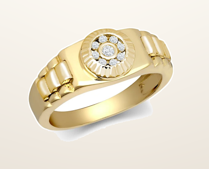 IT_ROLE:presentation_crop | 9ct Yellow Gold Child's Cubic Zirconia Set Watch Strap & Bezel Ring