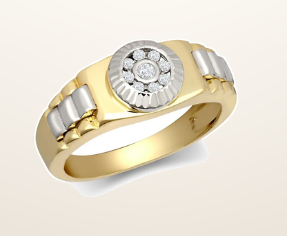 IT_ROLE:presentation_crop | 9ct 2 Colour Gold Child's Cubic Zirconia Set Watch Strap & Bezel Ring