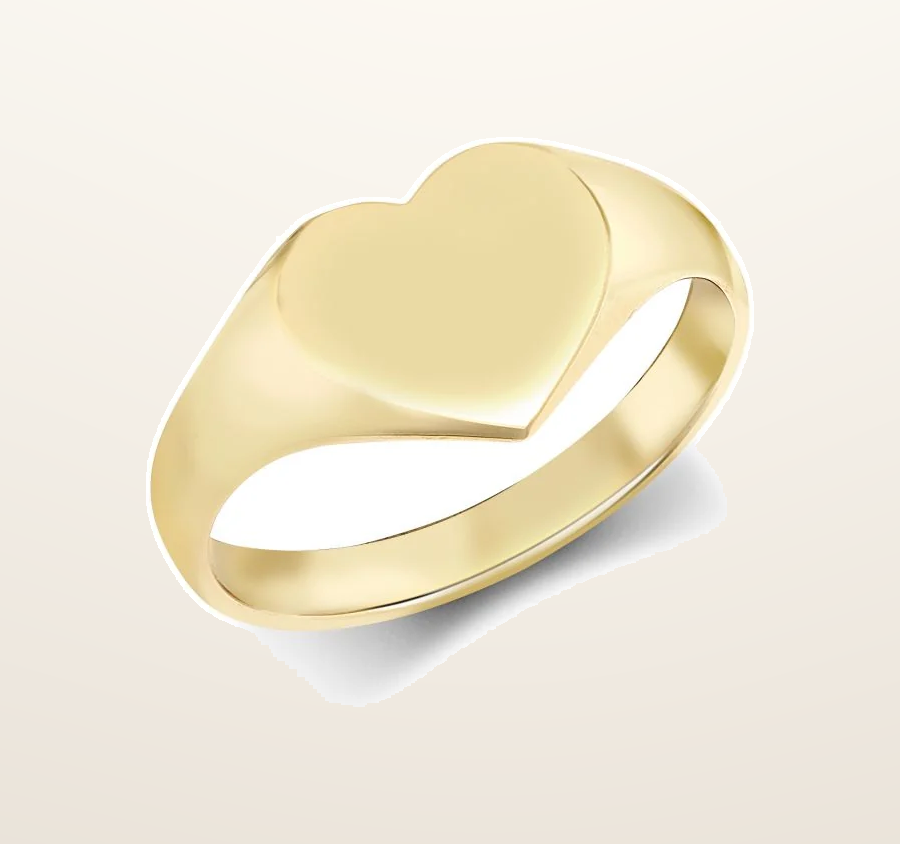 IT_ROLE:presentation_crop | 9ct Yellow Gold Signet Ring Heart