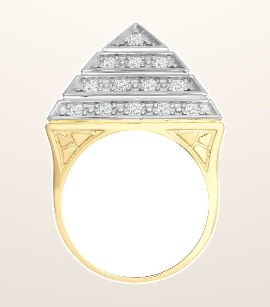 IT_ROLE:presentation_crop | 9ct Yellow Gold 1.5 Ounce Cubic Zirconia Set Pyramid Ring