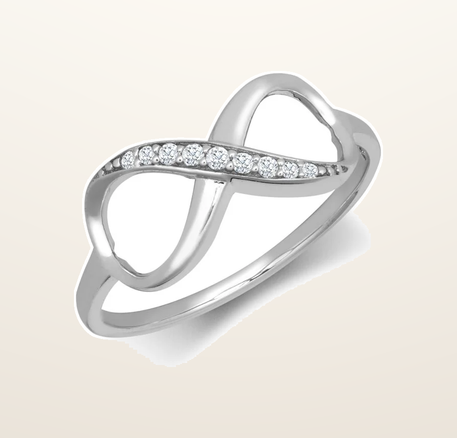 IT_ROLE:presentation_crop | 9ct White Cubic Zirconia Set Infinity Ring