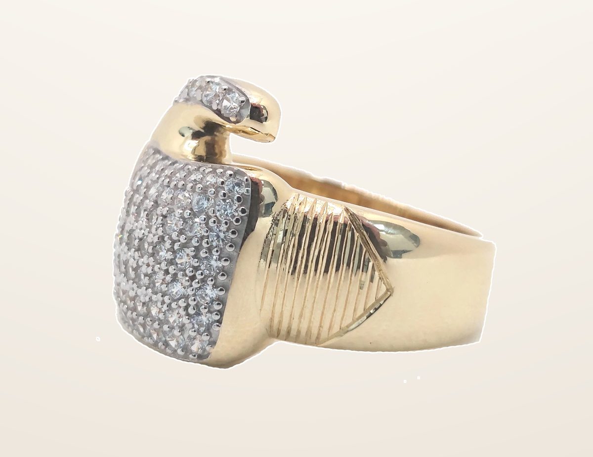 IT_ROLE:presentation_crop | 9ct Yellow Gold Cubic Zirconia Boxing Glove Ring