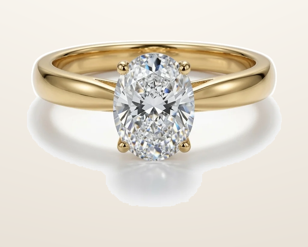 IT_ROLE:presentation_crop | 9ct Yellow Gold, 1.00ct Oval Cubic Zirconia Wed-fit Solitaire Ring