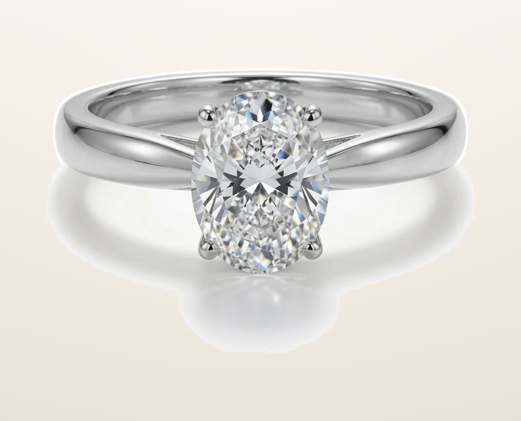 IT_ROLE:presentation_crop | 9ct White Gold, 1.00ct Oval Cubic Zirconia Wed-fit Solitaire Ring