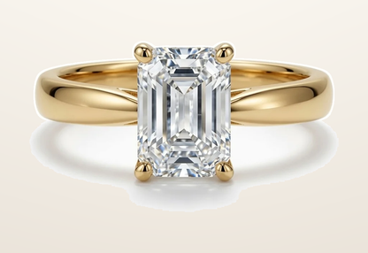 IT_ROLE:presentation_crop | 9ct Yellow Gold, 1.00ct Emerald Cut Cubic Zirconia Wed-fit Solitaire Ring