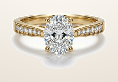 IT_ROLE:presentation_crop | 9ct Yellow Gold, 1.00ct Oval Cubic Zirconia Wed-fit Engagement Ring