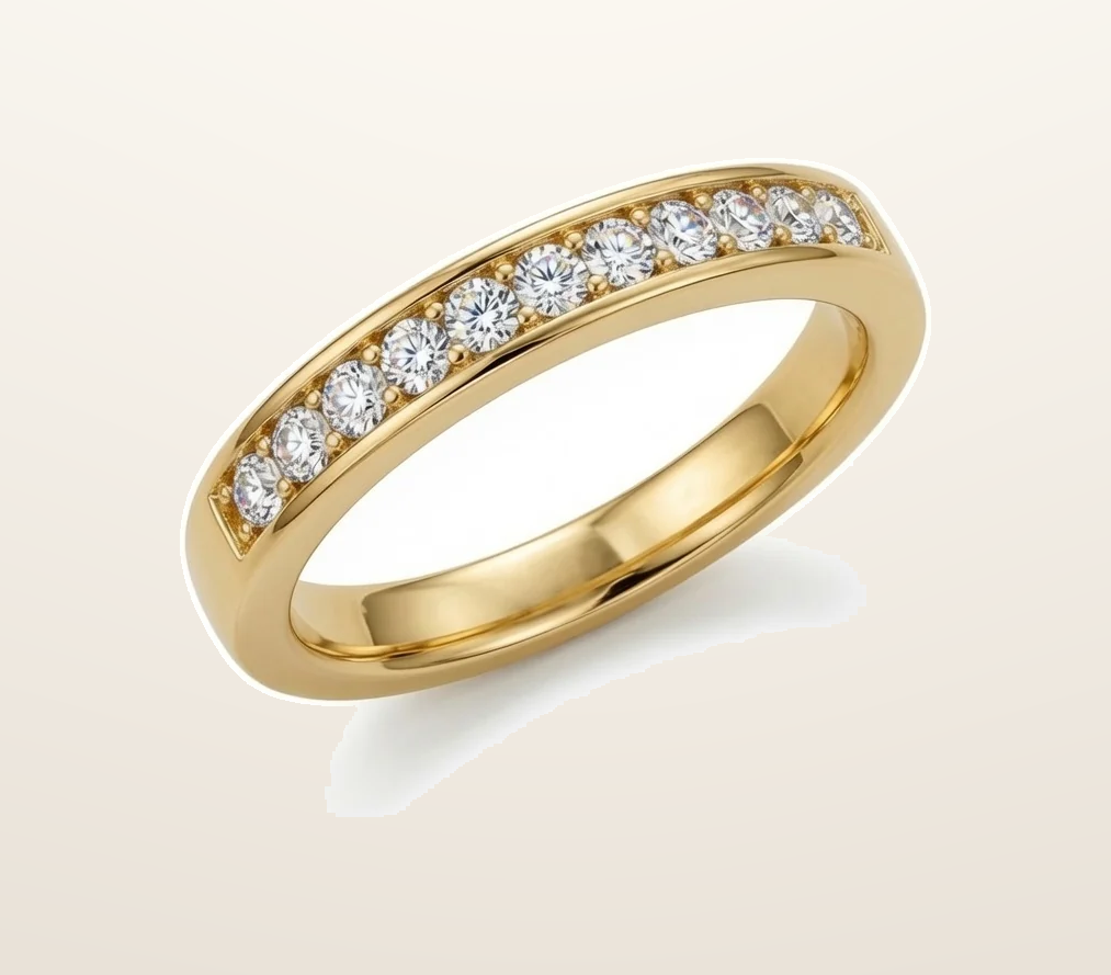 IT_ROLE:presentation_crop | 9ct Yellow Gold, Half Eternity Cubic Zirconia Ring