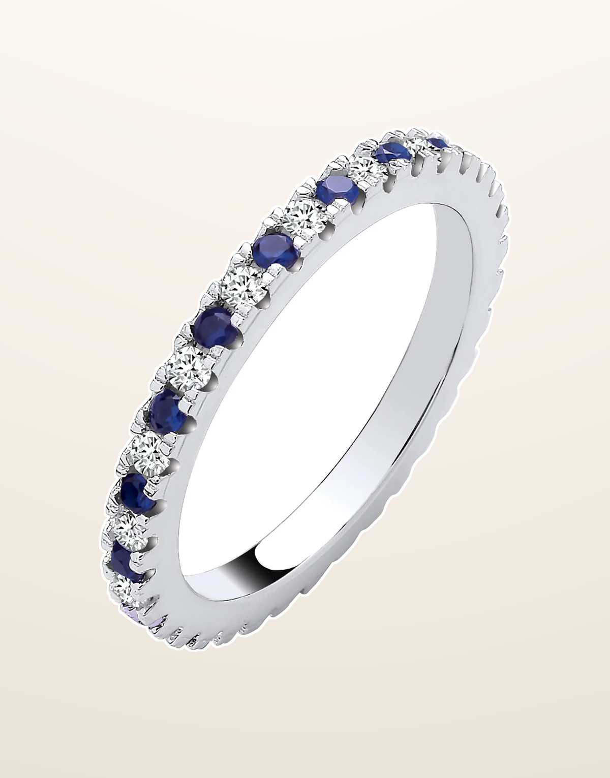 IT_ROLE:presentation_crop | Silver Blue Sapphire & Clear Cubic Zirconias 2mm Full ET Ring