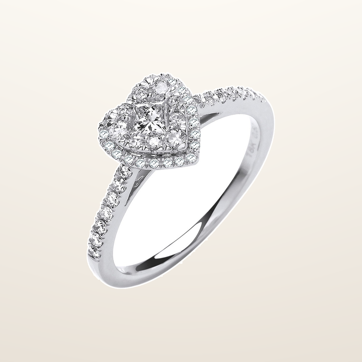18ct Heart Shaped 0.50ctw Dress Ring. – Imperial Time studio view