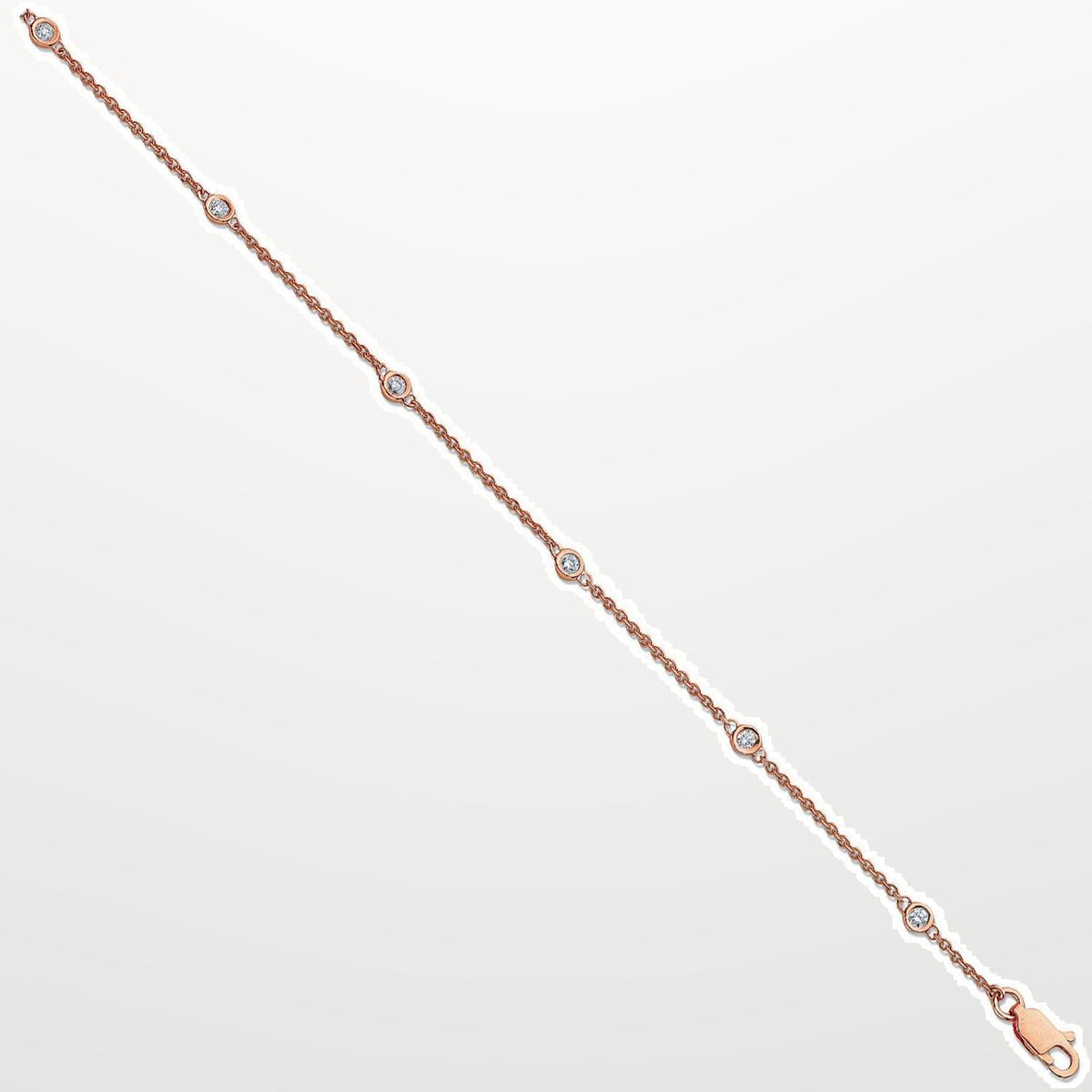 18ct Rose Gold 0.20ct Diamond by the yard Rubover Bracelet – studio view – Imperial Time