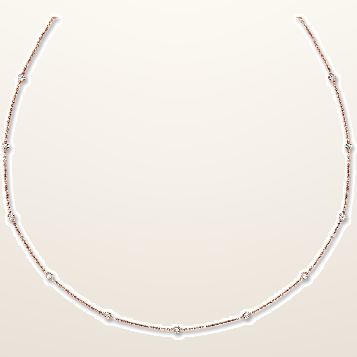 18ct Rose Gold 0.50ct Diamond by the yard Necklace (18in/45cm) – studio view – Imperial Time