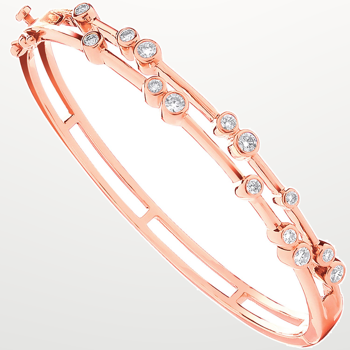 18ct Rose Gold 1.00ctw Dress Diamond Bangle – studio view – Imperial Time