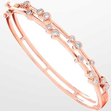 18ct Rose Gold 1.00ctw Dress Diamond Bangle – studio view – Imperial Time