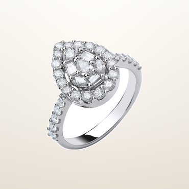 18ct White Gold 1.00ct Pear Shaped Diamond Ring – studio view – Imperial Time