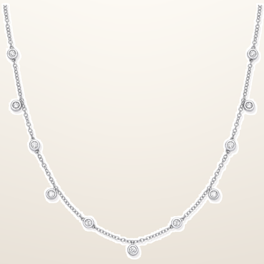 18ct White Gold 0.33ctw Rub Over Set Diamond (18in/45cm) Chain – studio view – Imperial Time