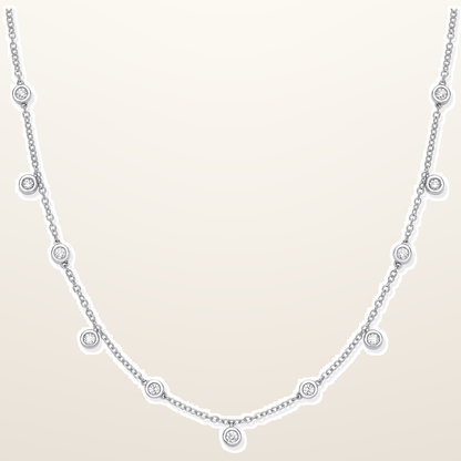 18ct White Gold 0.33ctw Rub Over Set Diamond (18in/45cm) Chain – studio view – Imperial Time