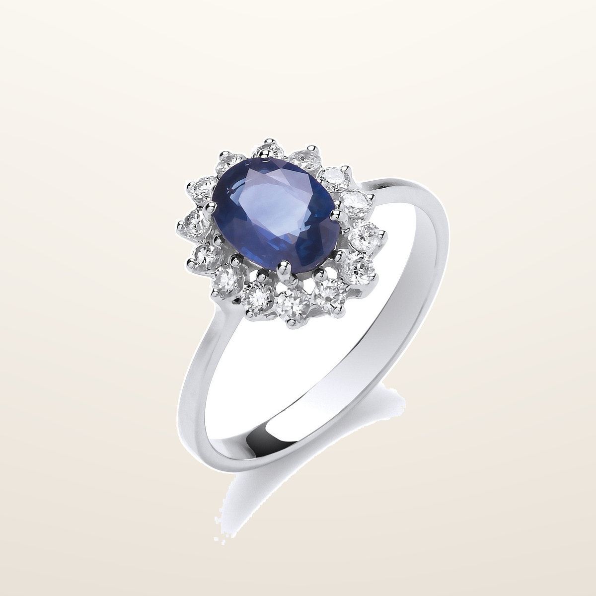 18ct White Gold 0.35ct Diamond & 1.40ct Sapphire Ring – Imperial Time studio view