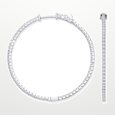 18ct White Gold 1.02ctw Diamond set Inside & Outside Hoop Earrings – studio view – Imperial Time