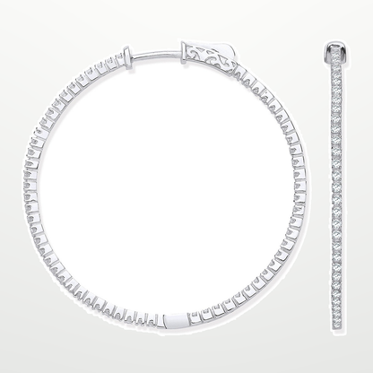 18ct White Gold 1.02ctw Diamond set Inside & Outside Hoop Earrings – studio view – Imperial Time