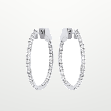 18ct White Gold 1.27ctw Diamond set Inside & Outside Oval Hoops – studio view – Imperial Time