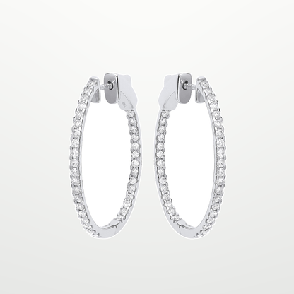 18ct White Gold 1.27ctw Diamond set Inside & Outside Oval Hoops – studio view – Imperial Time