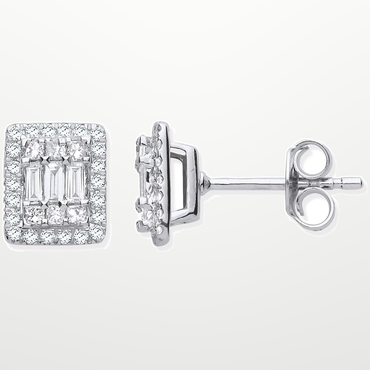 18ct White Gold Rectangular Studs Set with 0.50ctw Diamonds – studio view – Imperial Time