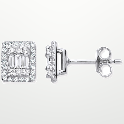 18ct White Gold Rectangular Studs Set with 0.50ctw Diamonds – studio view – Imperial Time