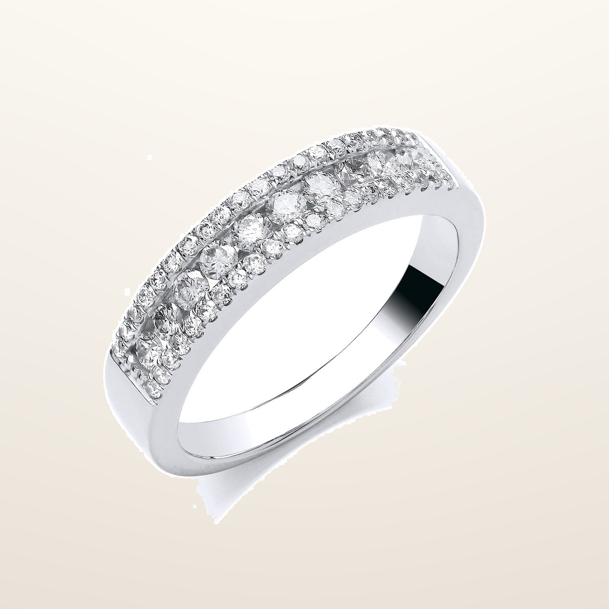 18ct white Gold 0.50ct GH-SI Diamond Half Eternity Ring – Imperial Time studio view