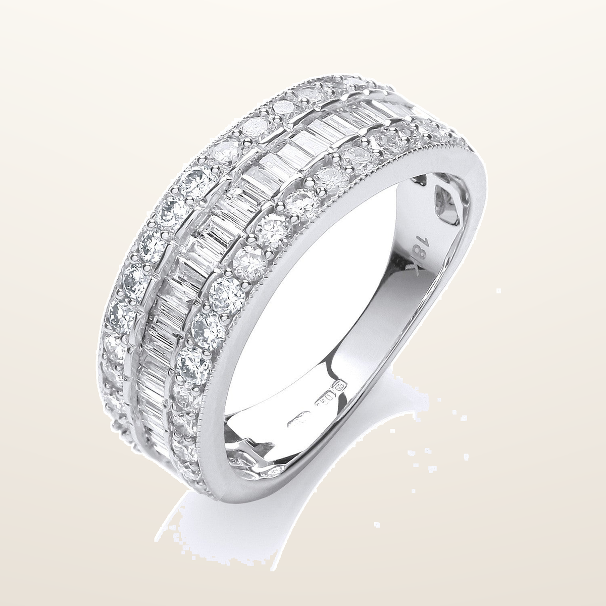 18ct White Gold D.1.00ctw Diamond Half Eternity Ring – Imperial Time studio view