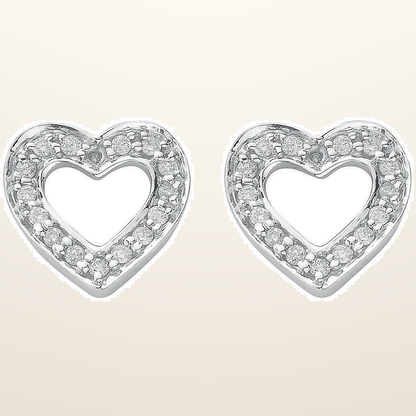 18ct White Gold 0.18ct Diamond Heart Stud Earrings – studio view – Imperial Time