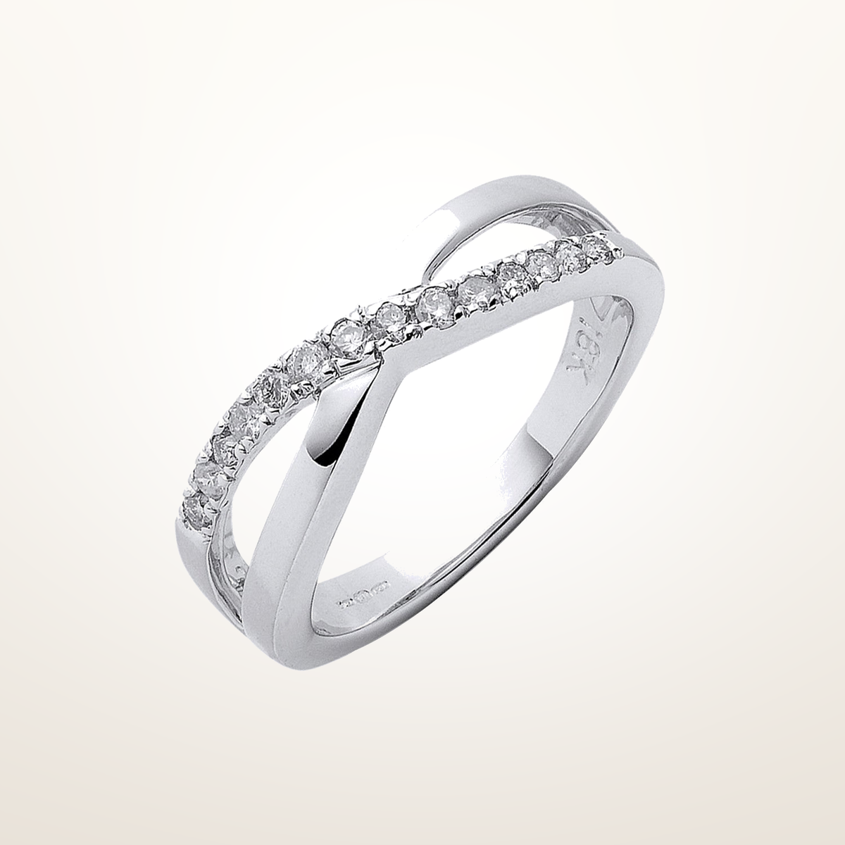 18ct White Gold 0.20ct Crossover Diamond Ring – Imperial Time studio view