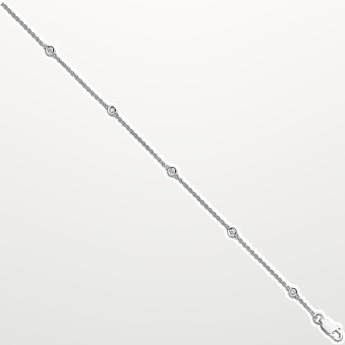 18ct White Gold 0.20ct Diamond by the yard Rubover Bracelet – studio view – Imperial Time