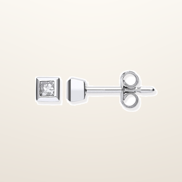 18ct White Gold 0.20ct Rubover Set Princess Cut Diamond Stud Earrings – studio view – Imperial Time