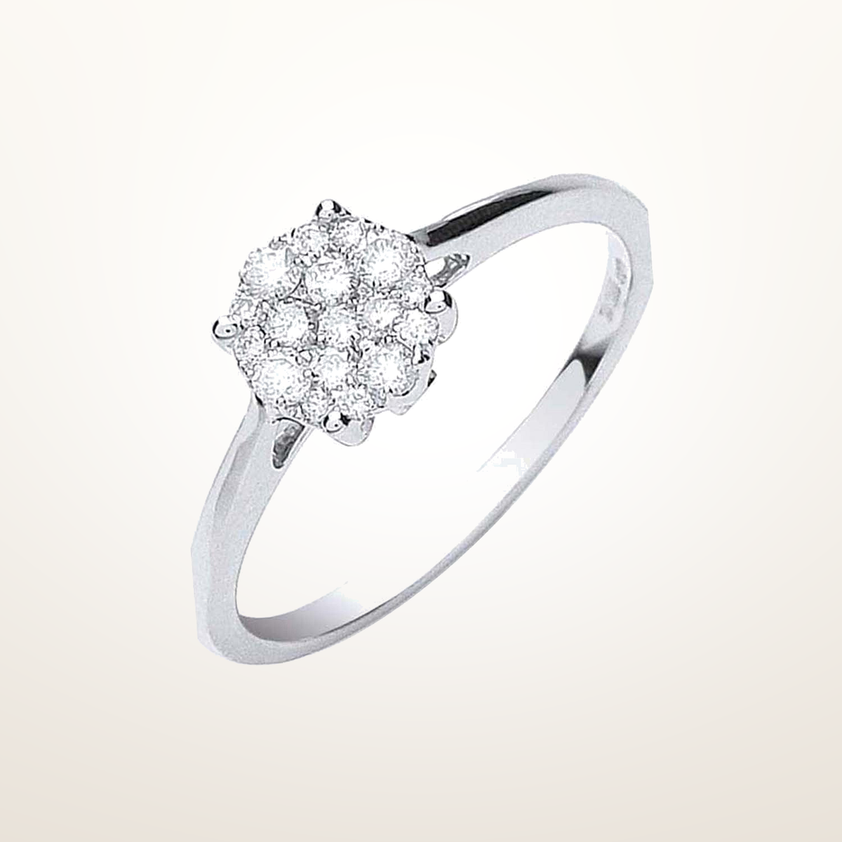 18ct White Gold 0.25ct Cluster Diamond Ring – Imperial Time studio view