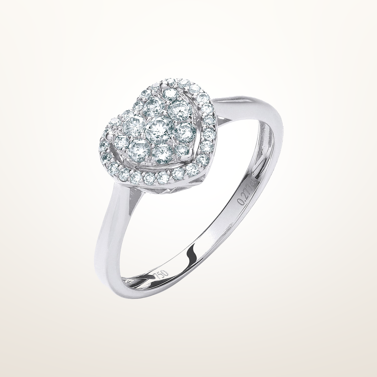 18ct White Gold 0.25ct Diamond Heart Ring – Imperial Time studio view