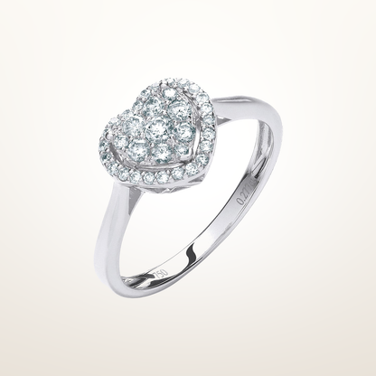 18ct White Gold 0.25ct Diamond Heart Ring – Imperial Time studio view