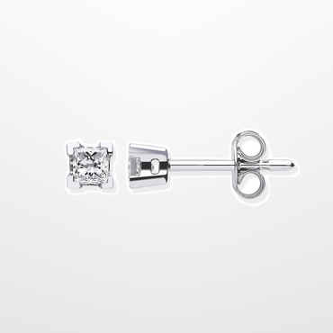 18ct White Gold 0.30ct Claw Set Princess Cut Diamond Stud Earrings – studio view – Imperial Time