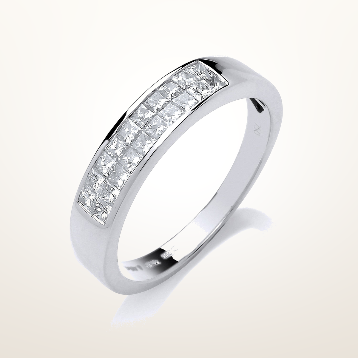 18ct White Gold 0.50ctw Princess Cut 2 Row Diamond Eternity Ring – Imperial Time studio view