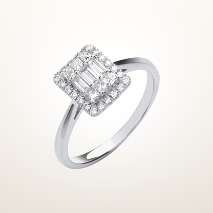 18ct White Gold 0.50ctw Rectangular Halo Style Ring – Imperial Time studio view