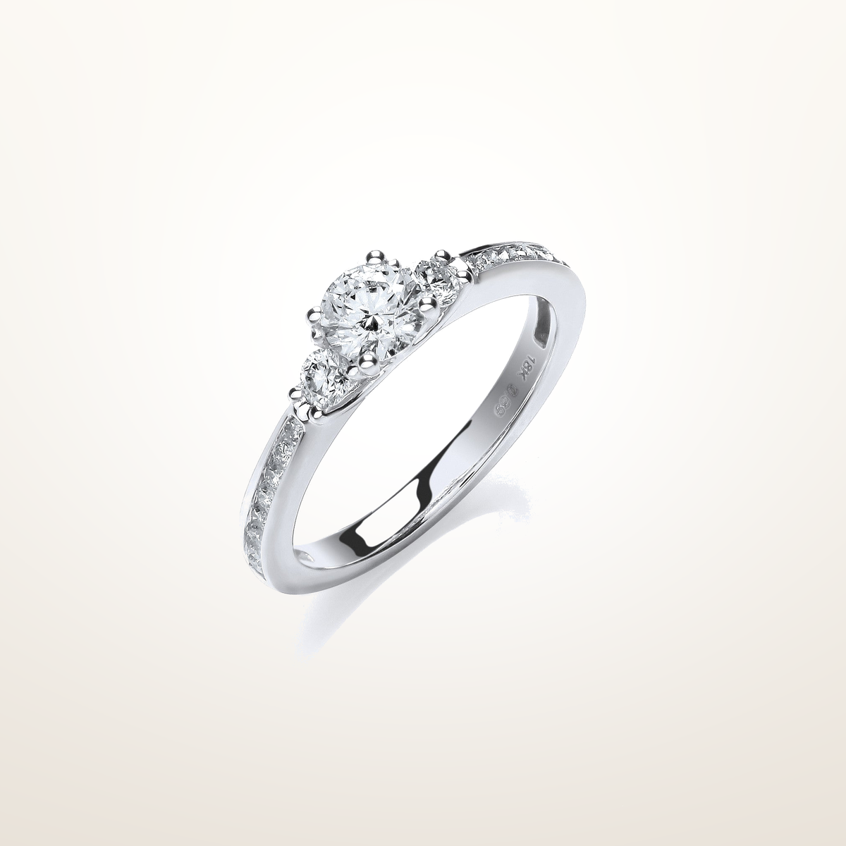 18ct White Gold 0.70ct Fancy Trilogy Ring – Imperial Time studio view