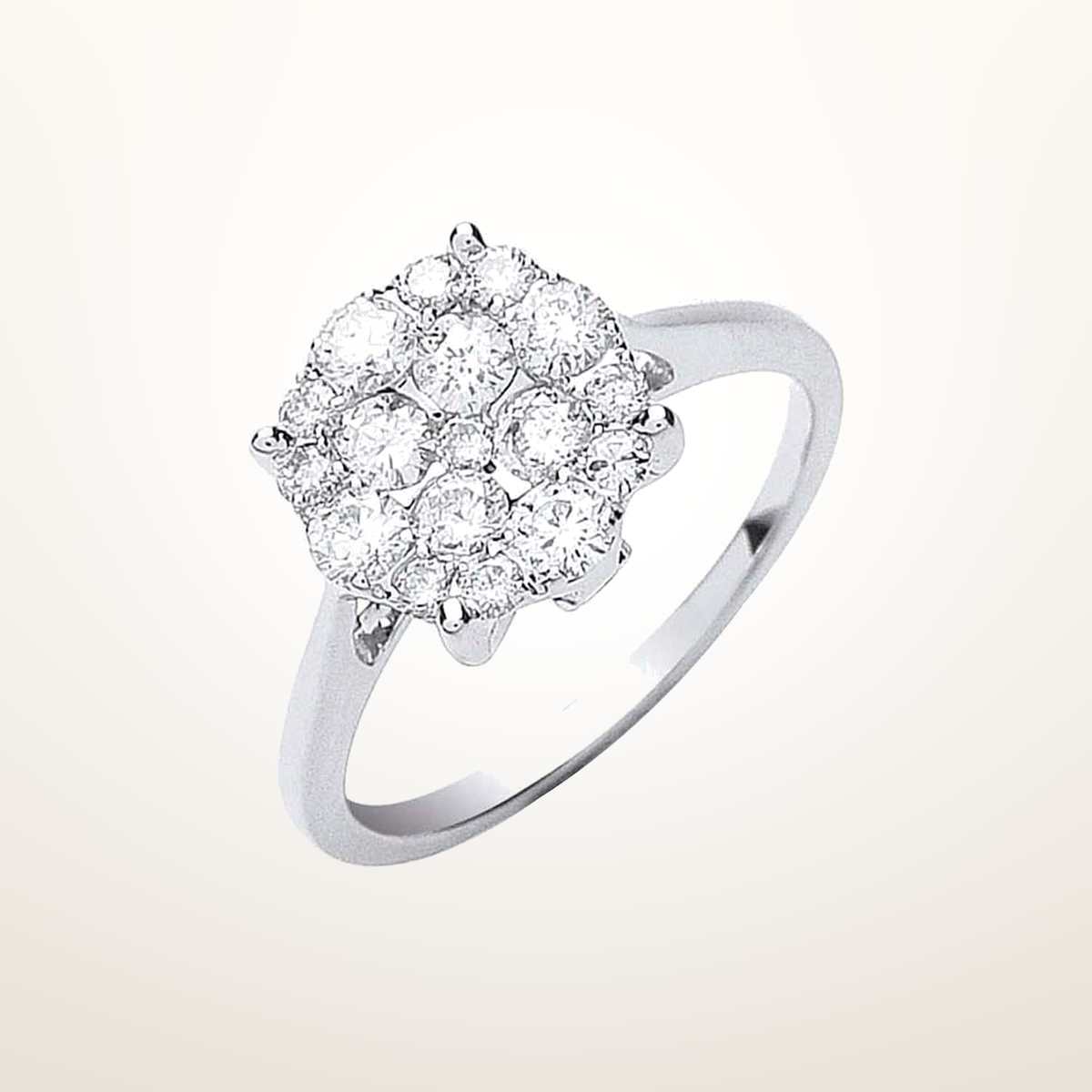 18ct White Gold 0.75ct Cluster Diamond Ring – Imperial Time studio view
