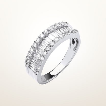18ct White Gold 1.00ct Baguette & Brilliant Cut Diamond ET Ring – Imperial Time studio view