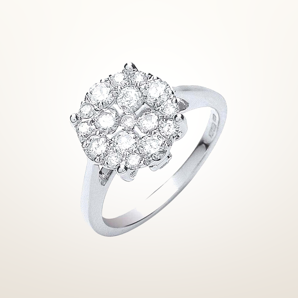 18ct White Gold 1.00ct Cluster Diamond Ring – Imperial Time studio view