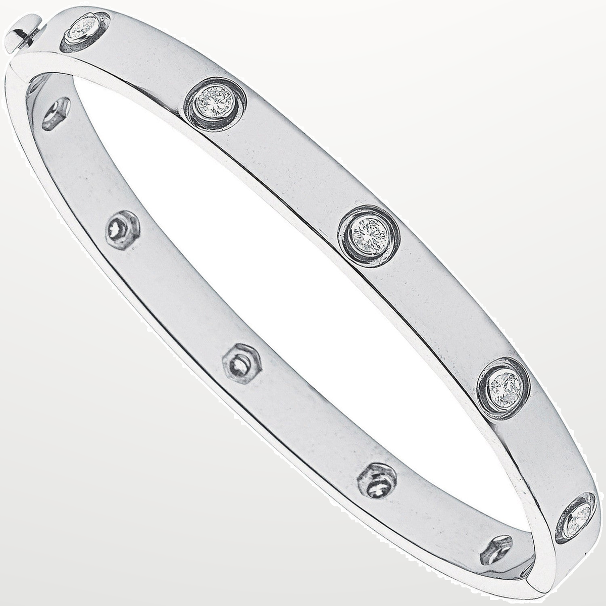 18ct White Gold 1.00ct Diamond Bangle – studio view – Imperial Time