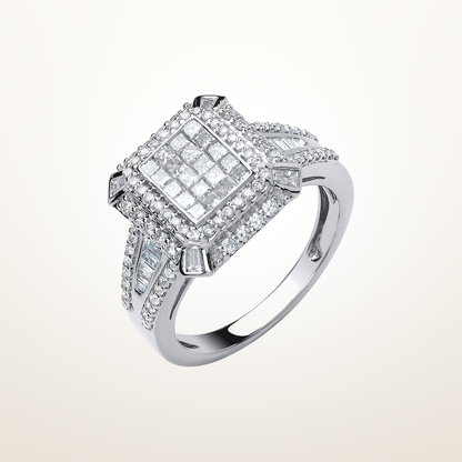 18ct White Gold 1.00ct H-SI Diamond Fancy Ring – Imperial Time studio view