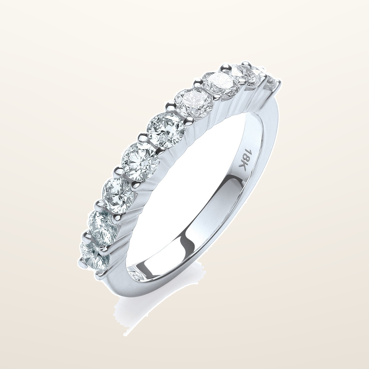 18ct White Gold 1.00ctw Diamond Half Eternity Ring – Imperial Time studio view